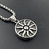 Vintage Sunflower Pendant Necklace Punk Style Stainless Steel Men's Accessories FN1748-1