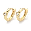 Flat Round Brass Micro Pave Clear Cubic Zirconia Hoop Earrings EJEW-Z102-37G-4