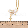 Butterfly & Star Brass Clear Cubic Zirconia Pendant Neckalces NJEW-C076-24G-5