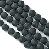 Grade A Round Frosted Natural Black Agate Beads Strands X-G447-5-4