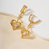 Valentine's Day Brass Clear Cubic Zirconia Heart Hoop Earrings PJ9955-1-2