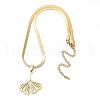 Ginkgo Leaf 304 Stainless Steel Herringbone Chains Pendant Necklaces NJEW-K253-36G-4