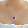 Bohemian Brass Micro Pave Clear Cubic Zirconia & Enamel Bule Evil Eye Pendant Necklaces ES8958-1-1
