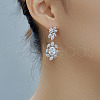 Elegant and Simple Brass Clear Cubic Zirconia Flower Tassel Stud Earrings GP2120-1-1