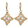 Glass Seed Beads Rhombus Leverback Earrings EJEW-MZ00346-01-2