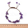 Adjustable Natural Amethyst Braided Bead Bracelets for Women BJEW-U035-02F-5