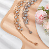 CRASPIRE 2Pcs 2 Colors Crystal Rhinestone Flower Link Chain Belts AJEW-CP0005-69-4
