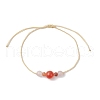 Natural Carnelian & Malaysia Jade Beads Braided Bead Bracelets for Women BJEW-JB11983-2
