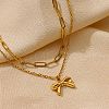 304 Stainless Steel Bowknot Pendant Necklaces NJEW-L182-001G-01-3