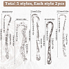 SUNNYCLUE 10Pcs 5 Styles Tibetan Style Alloy Bookmark Findings with Holes FIND-SC0008-98-2