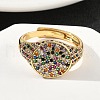 Brass Micro Pave Cubic Zirconia Cuff Rings for Women RJEW-A069-13G-01-2