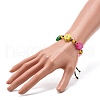 Flower Printed Natural Wood Braided Bead Bracelet for Teen Girl Women BJEW-JB06915-02-5