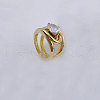Stainless Steel Micro Pave Clear Cubic Zirconia Finger Rings for Women WGA800A-03-1