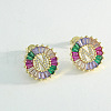 Brass Colorful Cubic Zirconia Stud Earrings WG39B88-14-1