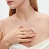 Mother's Day Heart with 3 Elephants 304 Stainless Steel Micro Pave Clear Cubic Zirconia Pendant Necklaces for Women FS-WGA5B1D-02-3