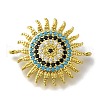 Rack Plating Brass Micro Pave Colorful Cubic Zirconia Sun Links Connector Charms KK-H485-26G-1