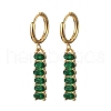 Oval 304 Stainless Steel Green Cubic Zirconia Tassel Hoop Earrings EJEW-Z094-02G-4