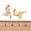 Brass Micro Pave Cubic Zirconia Shell Stud Earrings Findings KK-D363-01E-G-3