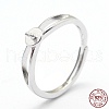 Anti-Tarnish Adjustable Rhodium Plated 925 Sterling Silver Ring Components STER-I016-016P-5