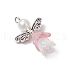 Glass Beads with Acrylic Bead Caps and Alloy Beads and ABS Plastic Imitation Pearl Round Beads and Iron Flat Head Pins Pendants PALLOY-JF03627-4