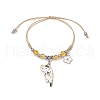 Natural Yellow Quartz Beads Braided Bead Bracelets BJEW-TA00621-05-2