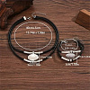 Bohemian Style Oval Alloy & Imitation Leather Wax Cord Double Layer Necklaces & Bracelets Sets for Women FS-WG56800-01-3