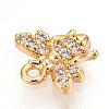 Brass Micro Pave Clear Cubic Zirconia Pendants KK-T075-19G-01-2