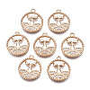 Brass Micro Pave Clear Cubic Zirconia Pendants KK-S359-093-RS-1