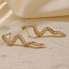 Shiny Brass Clear Cubic Zirconia Snake Stud Earrings AB3395-2-1