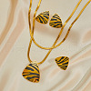 Triangle Leopard Print 304 Stainless Steel Pendant Necklaces & Stud Earrings & Rings Sets FS-WGB4C4F-04-2