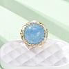 Half Round Natural Dyed Jade Cubic Zirconia Cuff Rings RJEW-M076-01G-04-5