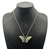 Vintage Butterfly Alloy Pave Natural Paua Shell Pendant Necklaces TU8289-2-1