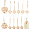 24Pcs 2 Styles Heart/Hexagon with Word Dish Wood Pendant Decorations HJEW-GA00006-1