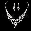 Horse Eye Alloy Crystal Rhinestone & Plastic Pearl Chain Necklaces & Stud Earrings Sets FS-WG3003B-02-1