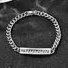 Brass Micro Pave Clear Cubic Zirconia Rectangle Link Bracelets BJEW-F498-01B-P-3