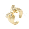 Rack Plating Butterfly Brass Micro Pave Cubic Zirconia Wide Open Cuff Rings for Women RJEW-B064-13G-1