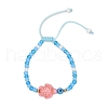 Tortoise Synthetic Turquoise Braided Bead Bracelets for Women BJEW-JB11695-2