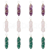 HOBBIESAY 4 Sets Natural Amethyst & Green Aventurin & Rose Quartz Double Terminal Pointed Pendants G-HY0001-40-1