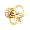 Ocean Theme Brass Micro Pave Cubic Zirconia Cuff Rings for Women RJEW-F184-17H-G-2