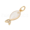 Brass Micro Pave Cubic Zirconia and Enamel Pendants KK-Q096-10G-2
