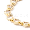 Clear Cubic Zirconia Heart Link Chains Bracelet BJEW-I301-05G-2