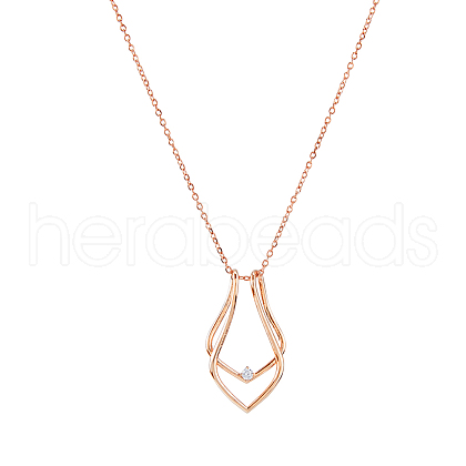 FIBLOOM 1Pc Stainless Steel Teardrop Pendant Necklaces NJEW-FI0001-61G-1