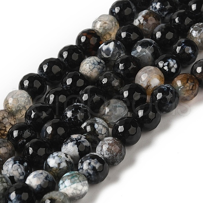 Dyed & Heated Natural Fire Crackle Agate Beads Strands G-P539-B01-10-1