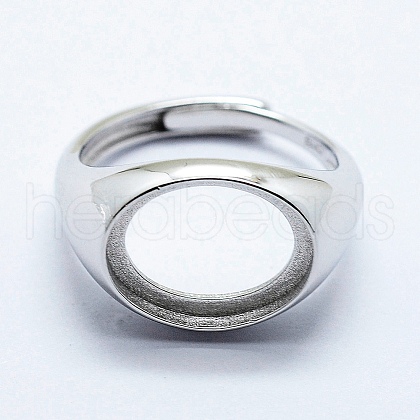 Anti-Tarnish Rhodium Plated 925 Sterling Silver Finger Ring Components STER-G027-11P-1