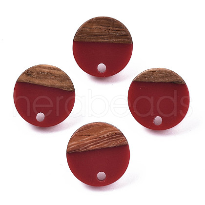 Opaque Resin & Walnut Wood Stud Earring Findings MAK-N032-007A-B03-1