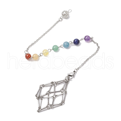 304 Stainless Steel Chain Macrame Pouch Empty Stone Holder Dowsing Pendulums HJEW-JM02327-03-1