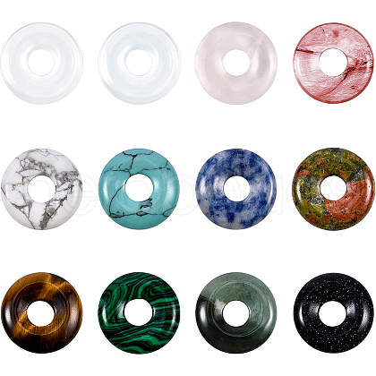 BENECREAT 12Pcs 12 Style Natural & Synthetic Gemstone Charms G-BC0001-19-1