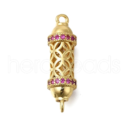 Rack Plating Brass Micro Pave Cubic Zirconia Hollow Column Links Connector Charms ZIRC-F142-50A-B01-1