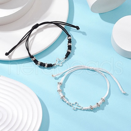 2Pcs Cross Alloy Link Bracelets BJEW-JB11527-1
