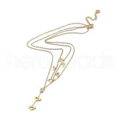 Golden 304 Stainless Steel Cable Chains Double Layer Necklace NJEW-Z027-01A-1